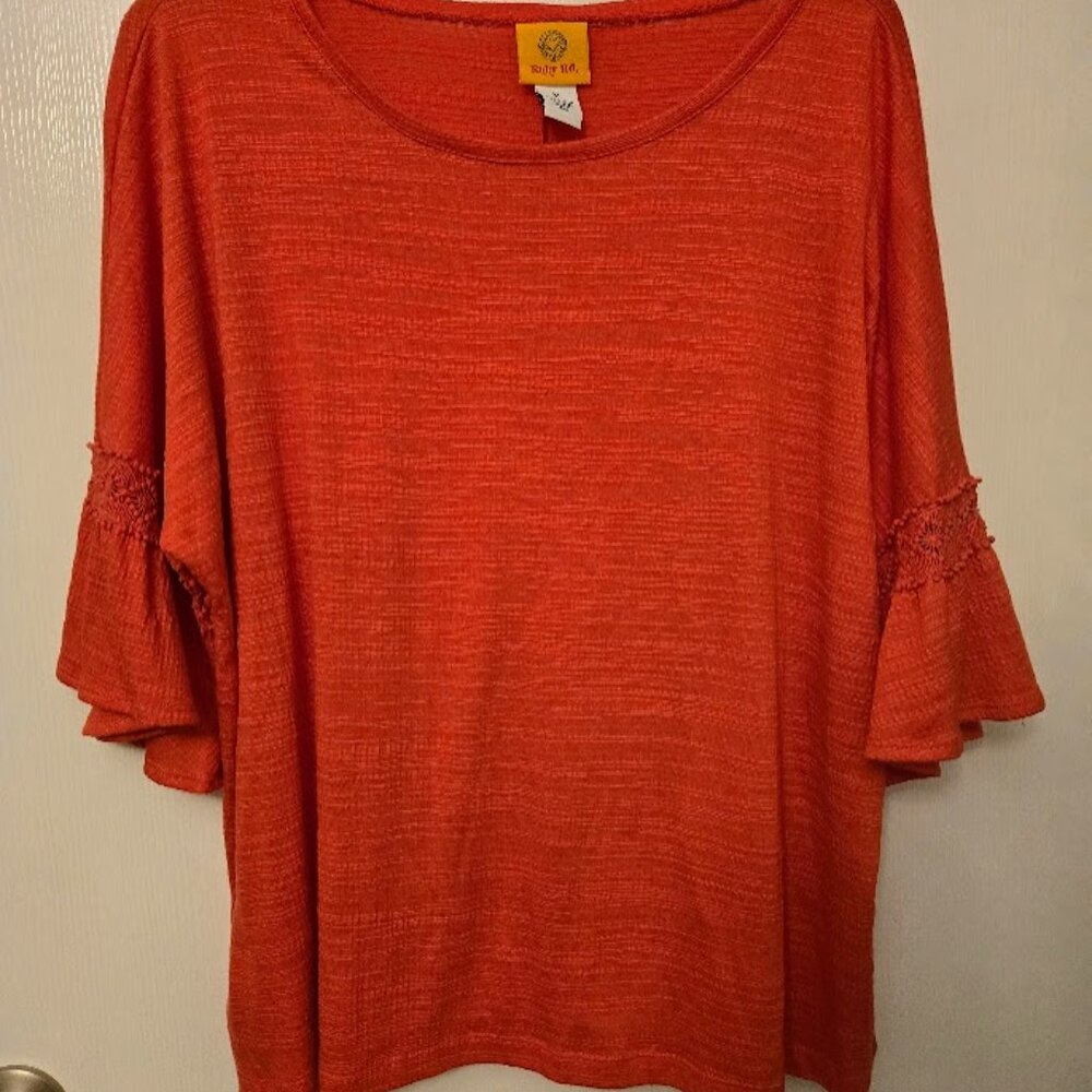 Ruby Rd. orange top with flared 3/4‎ sleeves Size XL